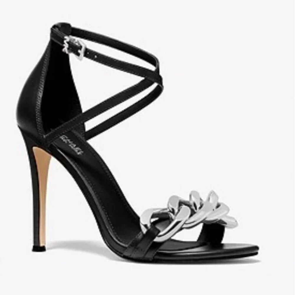 MICHAEL Michael Kors Scarlett Chain Link Leather Sandal Black Women's 9M